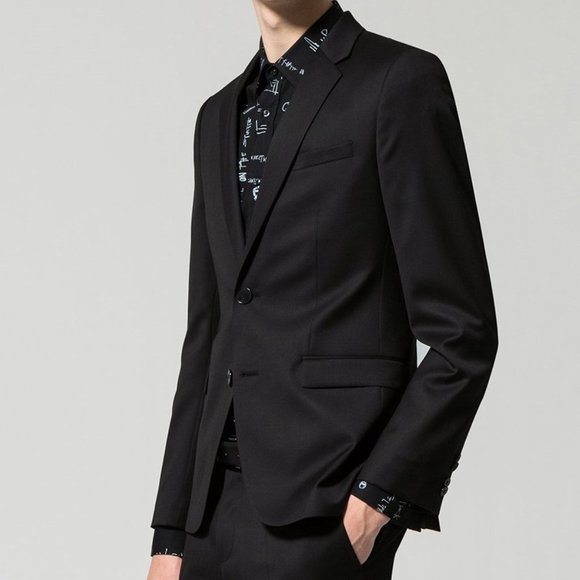 Hugo Boss Men's 'Astian' Extra Slim Fit Black 100% Wool Sport Coat Blazer 40L - Picture 1 of 4